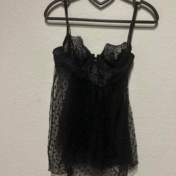 Victoria Secret Very Sexy Navy and Black lace babydoll top lingerie - Picture 2 of 8